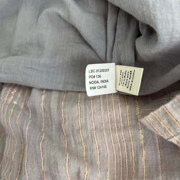 Pink Chicken Tiered V-Neck Neutral Metallic Striped Mini Dress, Size Small - Picture 10 of 11